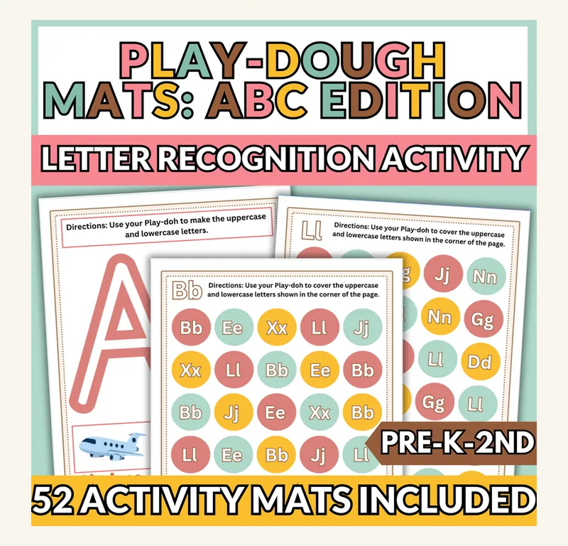 Alphabet play-dough mats for letter formation mats for uppercase and lowercase letters